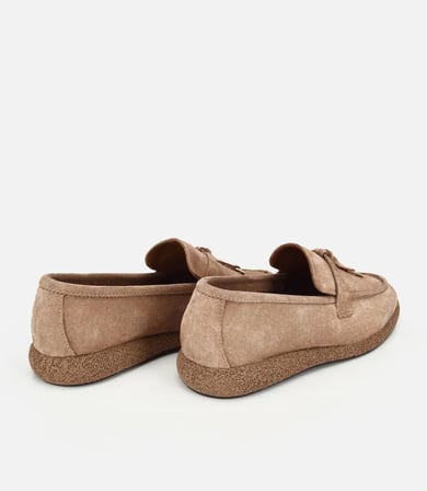 Kadın Süet Deri Vizon Tokalı Günlük Loafer