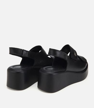 Kadın Deri Siyah Yumuşak Dokulu Dolgu Topuklu Sandalet