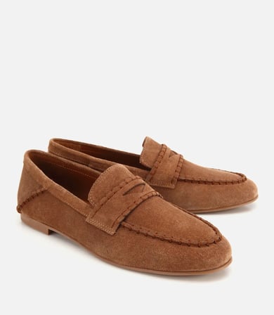 Kadın Süet Deri Taba Dikiş Detaylı Günlük Loafer