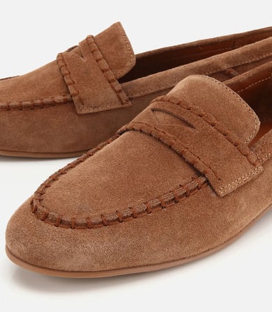 Kadın Süet Deri Taba Dikiş Detaylı Günlük Loafer