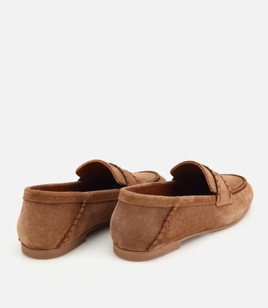 Kadın Süet Deri Taba Dikiş Detaylı Günlük Loafer