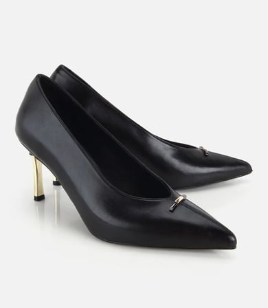 Kadın Siyah Gold Topuk Detaylı İnce Topuklu Stiletto