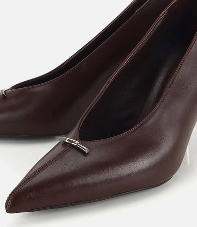 Kadın Kahverengi Gold Topuk Detaylı İnce Topuklu Stiletto