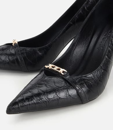Kadın Siyah Zincir Detaylı İnce Topuklu Stiletto