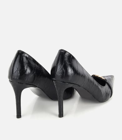 Kadın Siyah Zincir Detaylı İnce Topuklu Stiletto