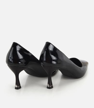 Kadın Rugan Siyah Taş Detaylı İnce Topuklu Stiletto