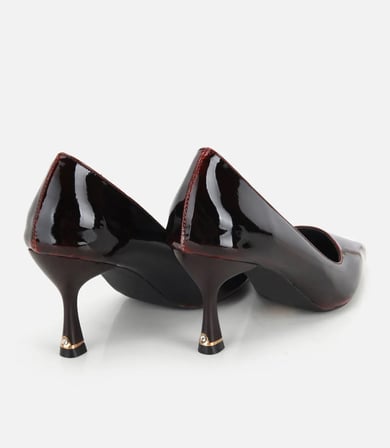Kadın Rugan Bordo Taş Detaylı İnce Topuklu Stiletto