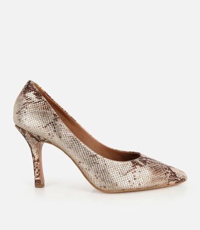 Kadın Deri Gold İnce Topuklu Stiletto