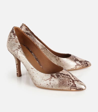 Kadın Deri Gold İnce Topuklu Stiletto