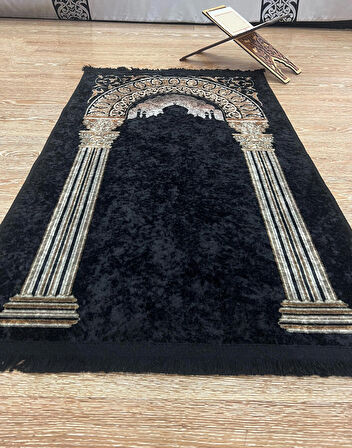 Seccade Saçaklı (lateks Taban) 75x125 Ebat - Siyah