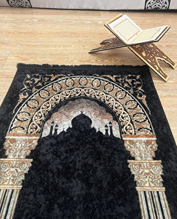 Seccade Saçaklı (lateks Taban) 75x125 Ebat - Siyah