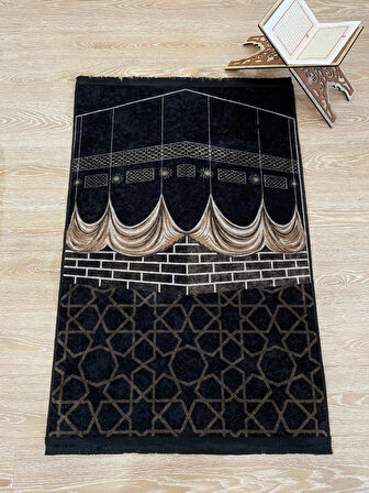 Seccade Saçaklı (lateks Taban) 75x125 Ebat - Siyah