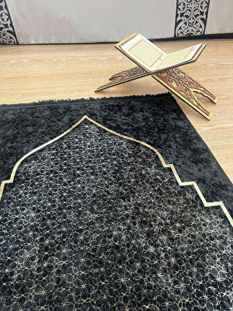 Seccade Saçaklı (lateks Taban) 75x125 Ebat - Siyah