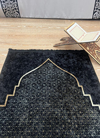 Seccade Saçaklı (lateks Taban) 75x125 Ebat - Siyah