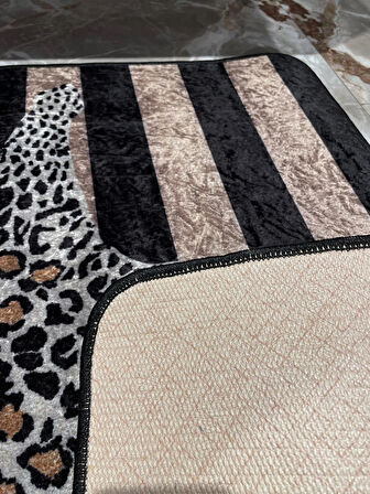 Leopar Desen Kapıönü Paspası - Bej