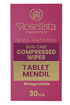 Roselista Doğal Sıkıştırılmış Tablet Mendil (Compressed Biodegradable Wipes) 30 Adet