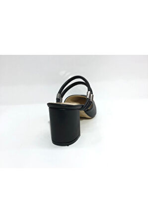 557 Siyah Kadın Topuklu Terlik