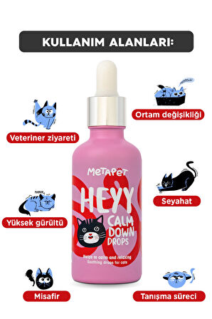 Kediler için %100 Doğal Sakinleştirici Anti Stress Relax Damla, Rahatlatıcı Gevşeme Formüllü 50ML