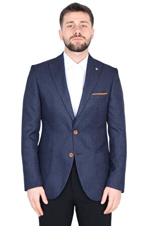 Cengiz İnler İtalyan Hasır Desen Slim Fit Erkek Ceket