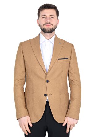 Cengiz İnler İtalyan Hasır Desen Slim Fit Erkek Ceket
