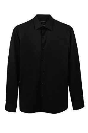 Erkek Standart Yaka Slim Fit Cepsiz Düz Gömlek