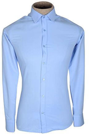 Erkek Standart Yaka Slim Fit Cepsiz Düz Gömlek
