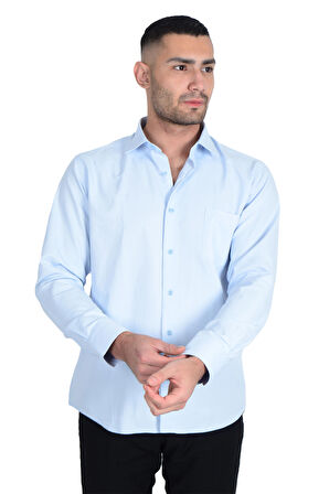 Cengiz İnler Standart Yaka Regular Fit Cepli Düz Erkek Gömlek