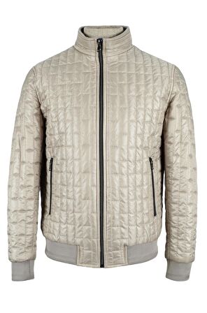 Dik Yaka Tuğla Desen Anorak Mont