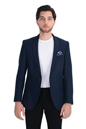 Cengiz İnler Desenli Kırlangıç Yaka Erkek Ceket