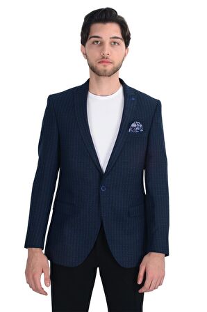 Cengiz İnler Desenli Kırlangıç Yaka Erkek Ceket