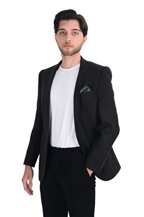 Cengiz İnler Desenli Kırlangıç Yaka Erkek Ceket