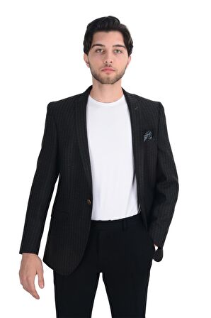 Cengiz İnler Desenli Kırlangıç Yaka Erkek Ceket