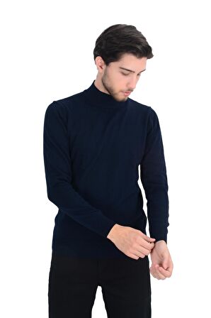 Cengiz İnler Yarım Balıkçı Düz Slim Erkek Triko