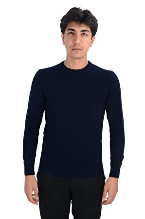 Cengiz İnler Sıfır Yaka Düz Slim Erkek Triko