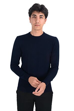 Cengiz İnler Sıfır Yaka Düz Slim Erkek Triko