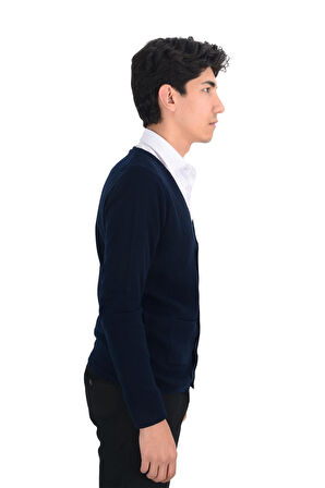 Cengiz İnler Cepli Düğmeli Erkek Triko Hırka