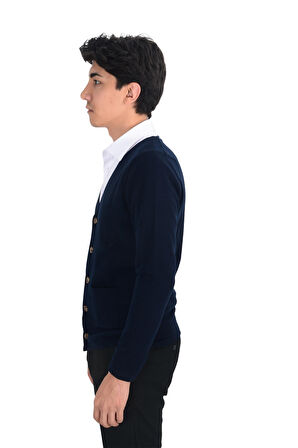 Cengiz İnler Cepli Düğmeli Erkek Triko Hırka