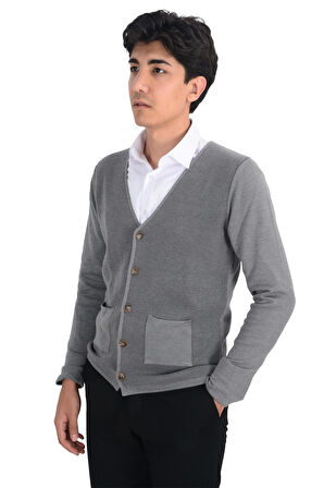 Cengiz İnler Cepli Düğmeli Erkek Triko Hırka