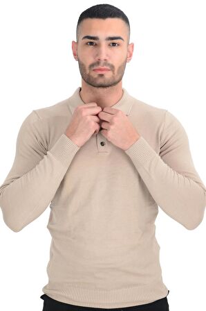 Cengiz İnler Polo Yaka Basic Erkek Triko Kazak