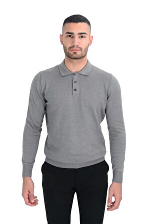 Cengiz İnler Polo Yaka Basic Erkek Triko Kazak