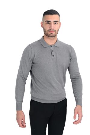 Cengiz İnler Polo Yaka Basic Erkek Triko Kazak