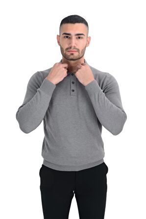 Cengiz İnler Polo Yaka Basic Erkek Triko Kazak