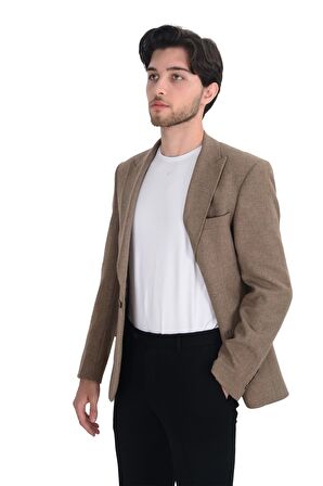 Cengiz İnler Kırlangıç Yaka Yün Karışımı Slim Erkek Ceket