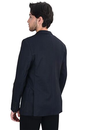 Cengiz İnler Kendinden Desenli Dikişli Kırlangıç Yaka Torba Cepli Slim Fit Erkek Ceket