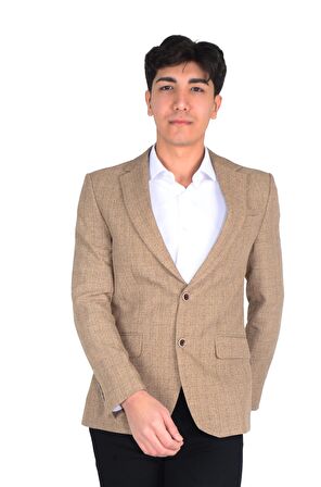 Cengiz İnler Mono Yaka Çift Düğme Ekose Slim Fit Erkek Ceket