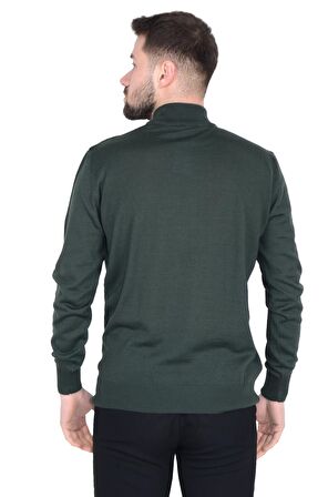 Cengiz İnler Yarım Balıkçı Yaka Karo Desen Yünlü Erkek Triko Kazak