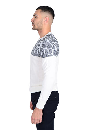 Cengiz İnler Bisiklet Yaka Desenli Yünlü Erkek Triko Kazak