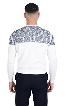 Cengiz İnler Bisiklet Yaka Desenli Yünlü Erkek Triko Kazak