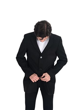 Cengiz İnler Mono Yaka Düğmeli Erkek Kaşe Kaban