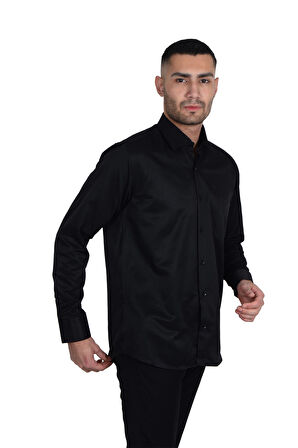 Cengiz İnler Standart Yaka Regular Fit Cepli Düz Erkek Gömlek